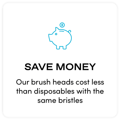 Nada Toothbrush saves you money – Our brush heads cost less than disposables with thesame bristles