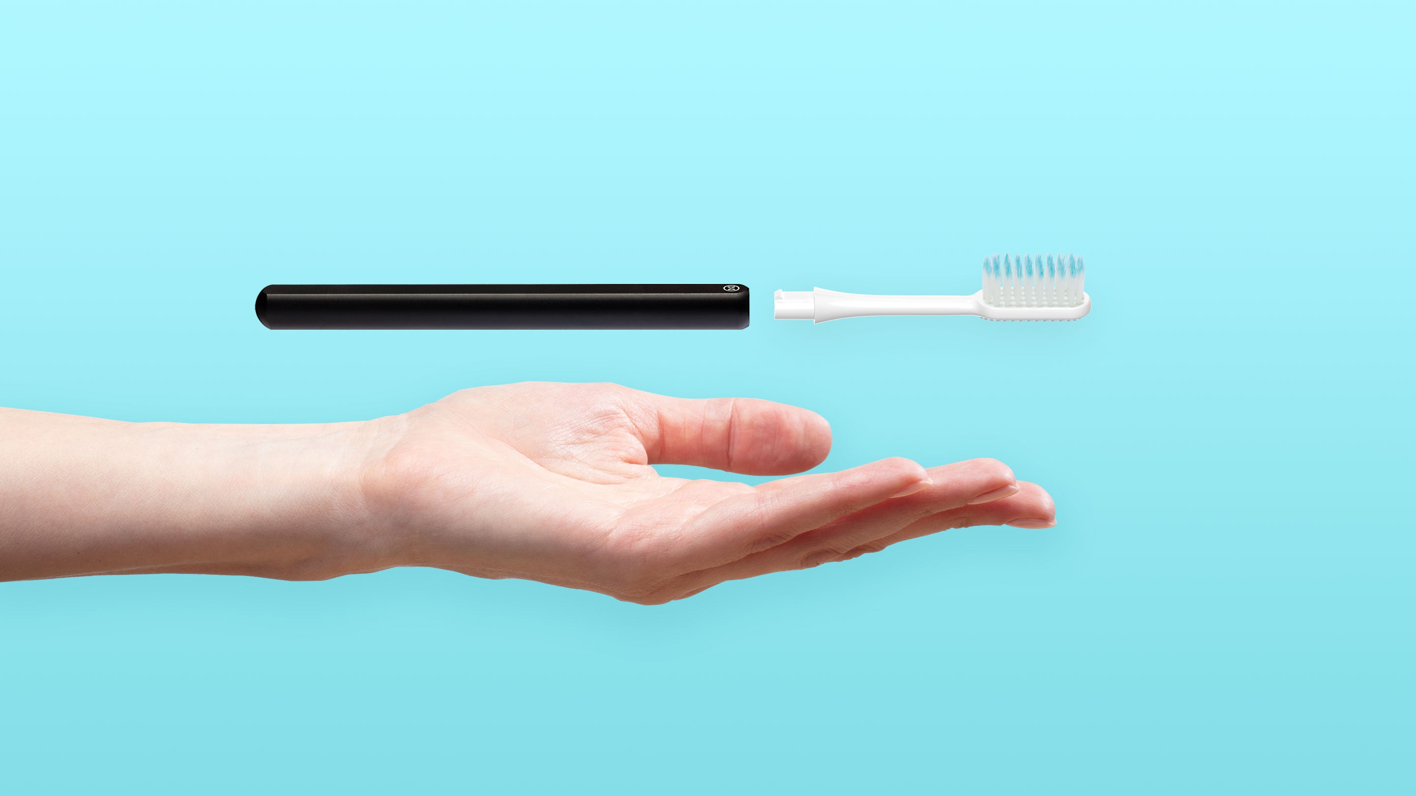 Nada sustainable toothbrush with an aluminum handle and replacement brush head