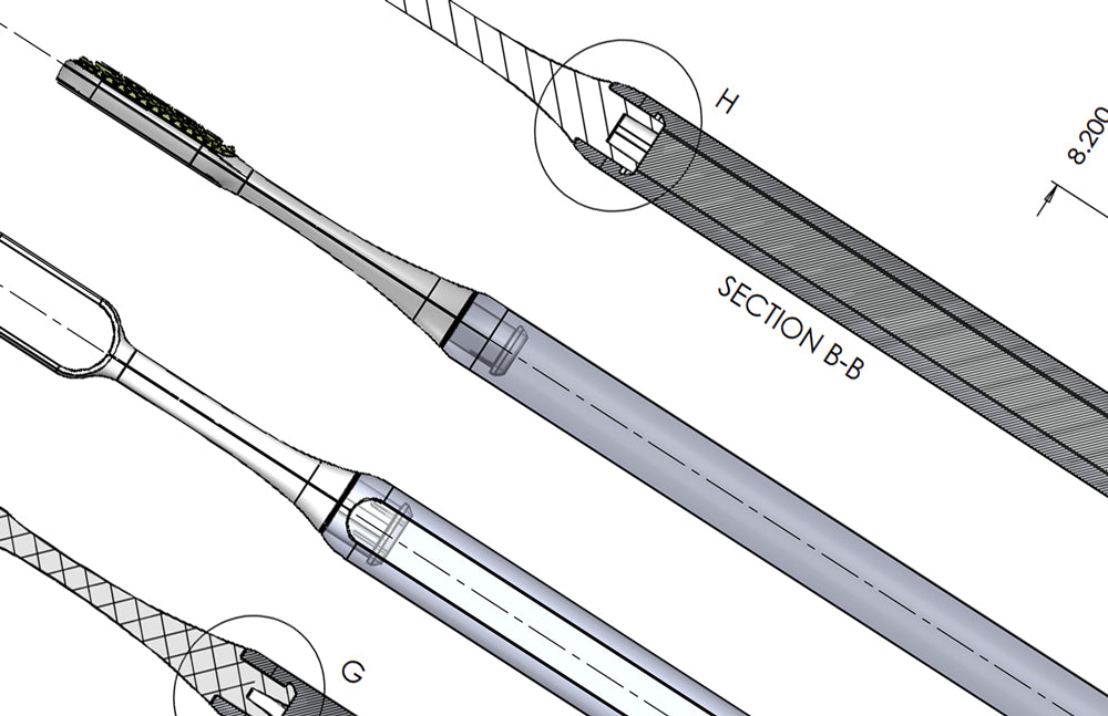 Technical drawing of Nada Toothbrushes eco-friendly design