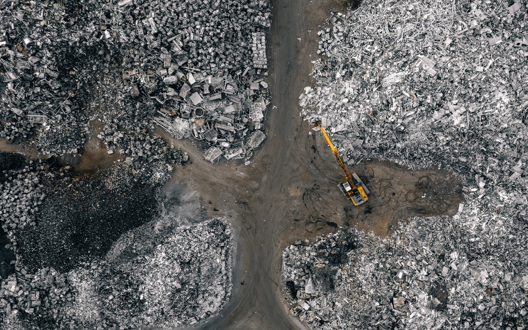 Aerial view of Aluminum being sorted for recycling