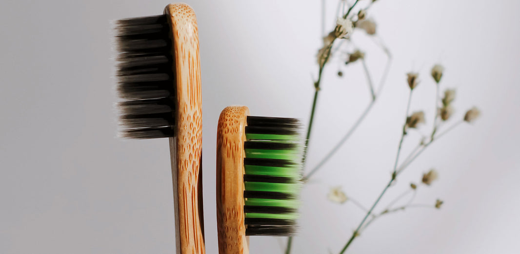 Bamboo toothbrushes with nylon bristles