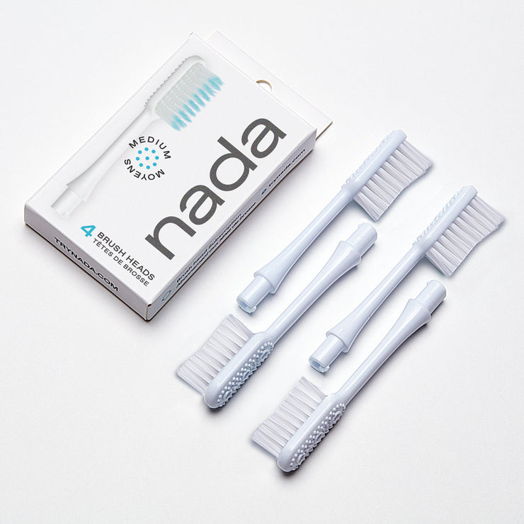 Nada toothbrush – 4 pack of toothbrush heads with medium bristles