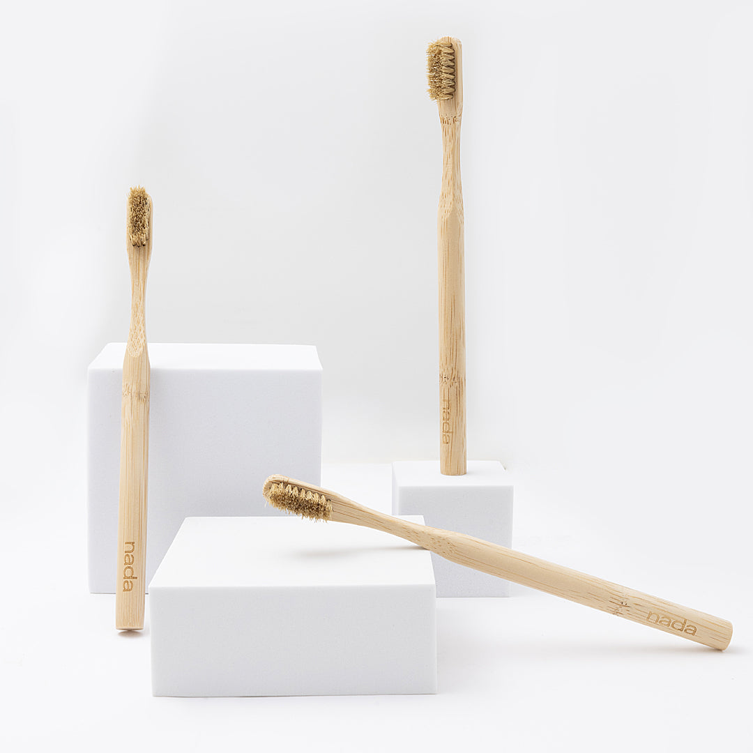 3 Eco-friendly and Sustainable Nada Bamboo Toothbrushes with Boar Hair Bristles