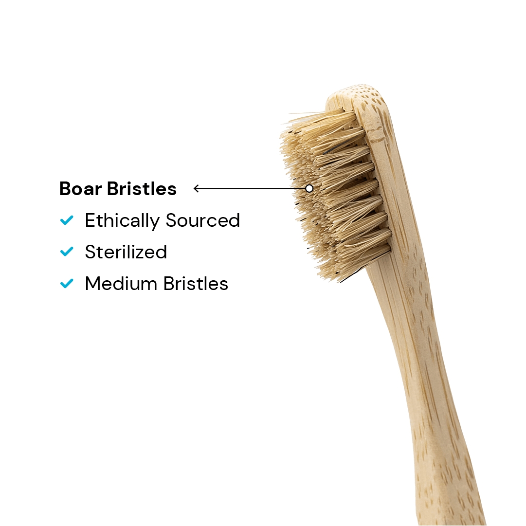 Nada Bamboo Toothbrushes with Ethically Sourced, Medium Weight Boars Hair Bristles