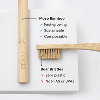 Home Compostable Nada Bamboo Toothbrushes with Boar Hair Bristles made with Moso Bamboo