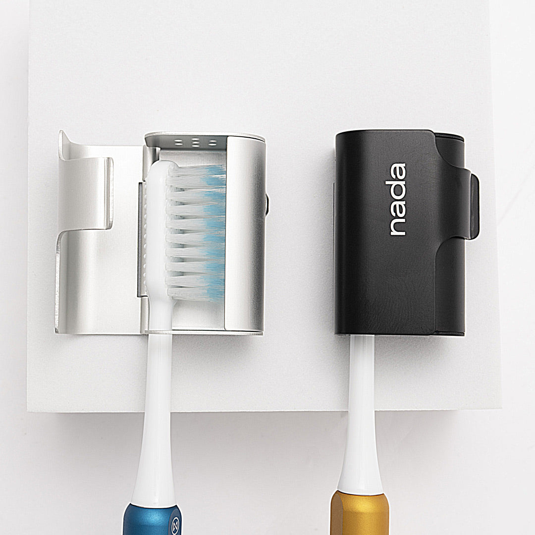 Silver and Black, Nada sustainable toothbrush travel cases made of aluminum