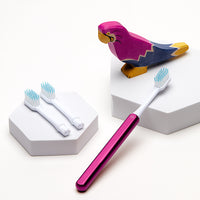 Pink Kids Nada Toothbrush – eco-friendly metal handle with 3 replacement toothbrush heads