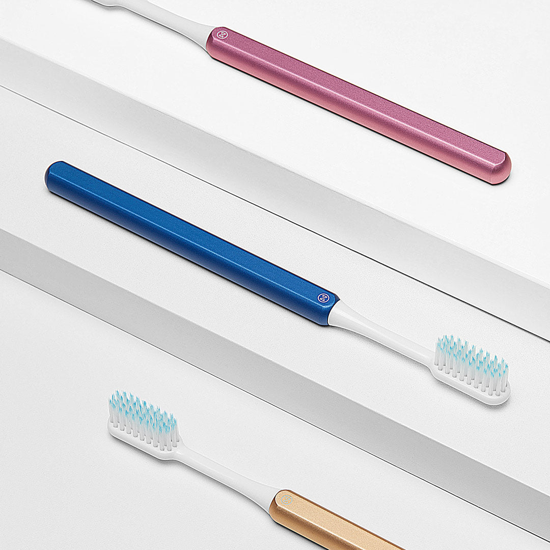 Pink, Ocean Blue and Gold eco-friendly  toothbrushes