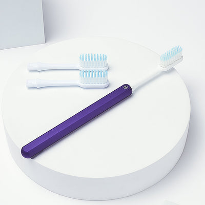 Purple Nada Sustainable Toothbrush with a Metal Handle and Replacement Toothbrush Heads