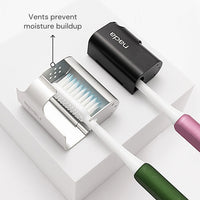 Silver and black eco-friendly aluminium toothpaste travel covers with vents to prevent moisture build up and mold 