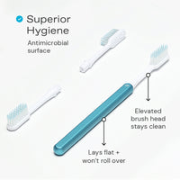 Arctic blue Nada Toothbrush Handle + Replacement Brush Heads are more hygienic than disposables 
