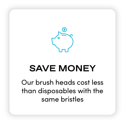 Nada Toothbrush saves you money – Our brush heads cost less than disposables with thesame bristles