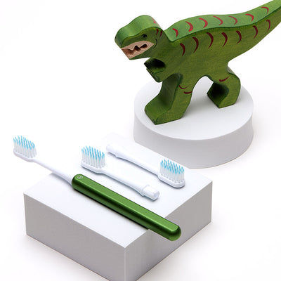 Lime Green Kids Nada Toothbrush – eco-friendly metal handle with 3 replacement toothbrush heads