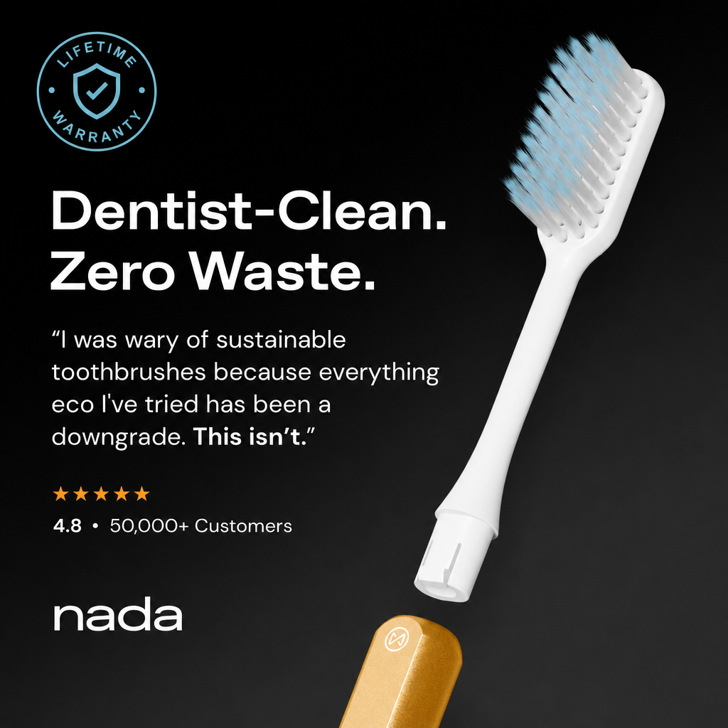 Lifetime Warranty: dentist-clean, zero waste — Nada toothbrush with replaceable head